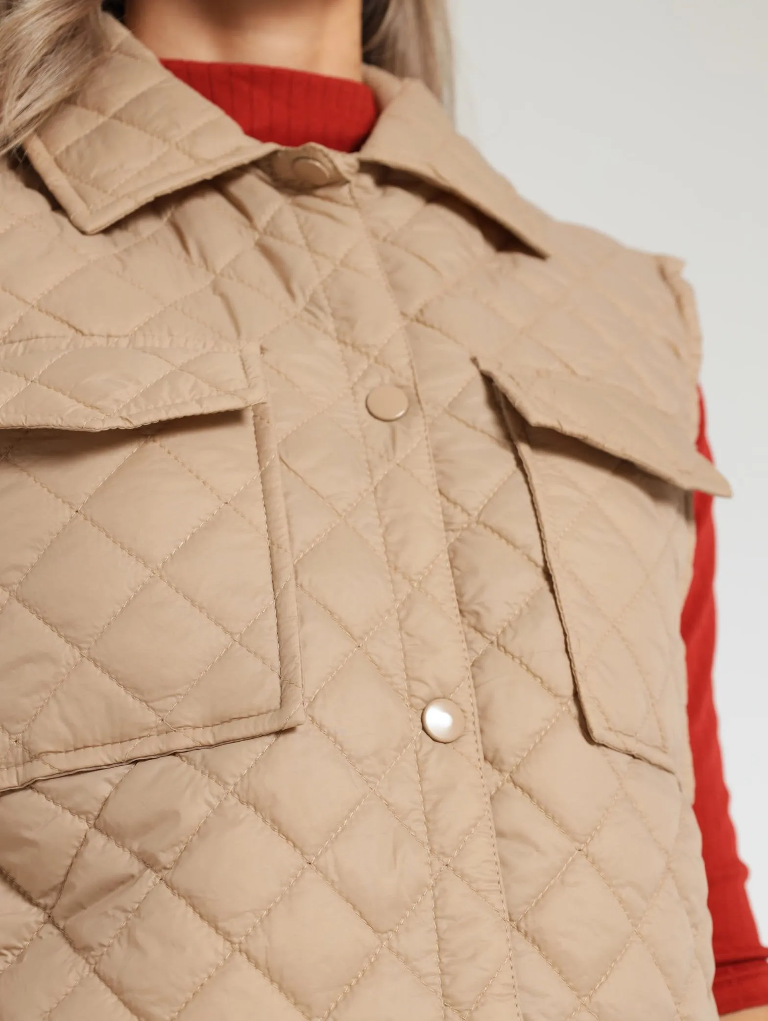 Quilted Shacket - Camel