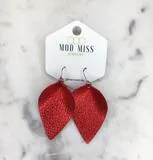 "Ronelle" Metallic Red Leather Petal Earrings