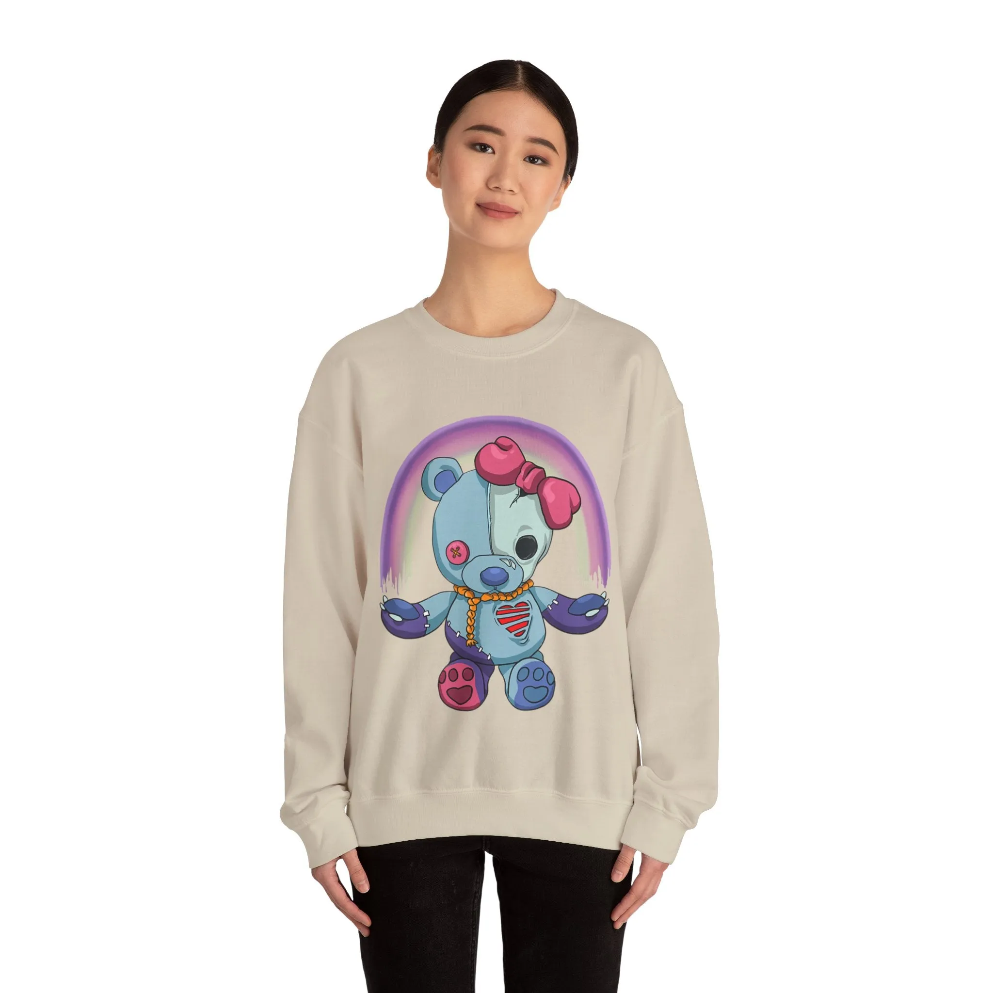 Rainbow Missing Eye Teddy Bear Sweatshirt