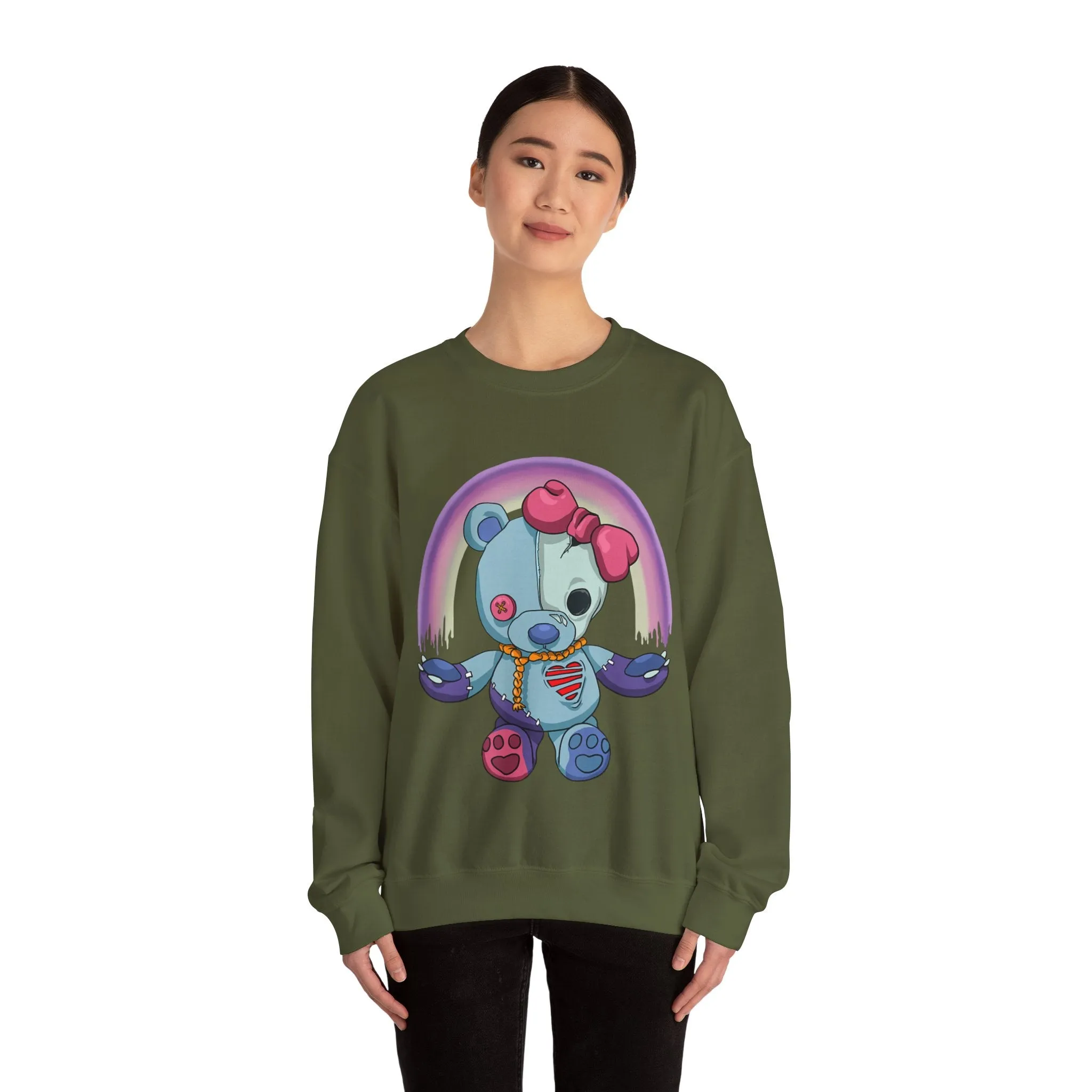 Rainbow Missing Eye Teddy Bear Sweatshirt