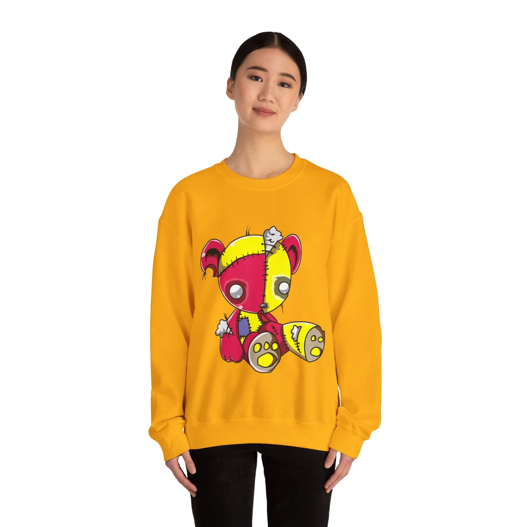 Red Yellow Patches Teddy Bear Sweatshirt
