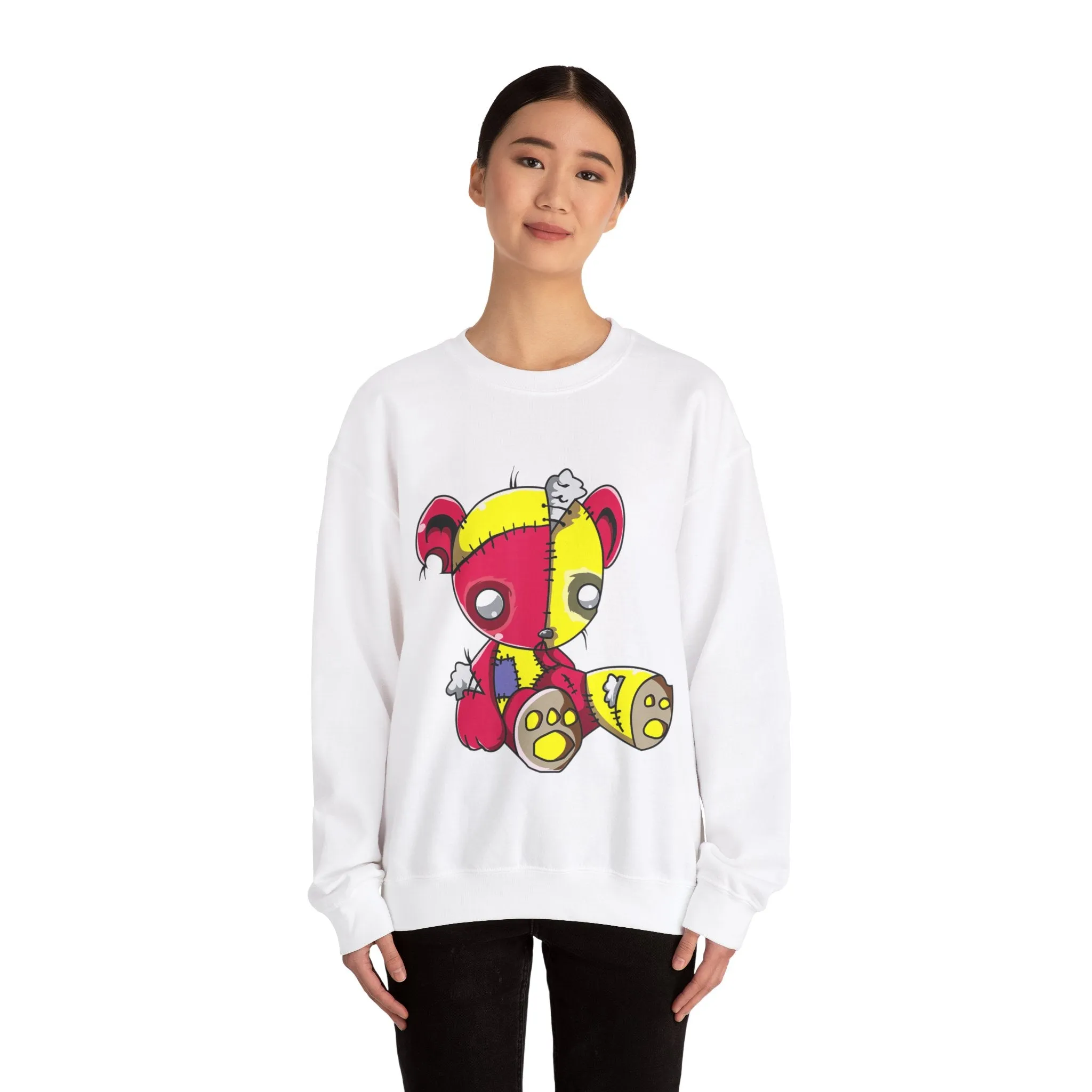 Red Yellow Patches Teddy Bear Sweatshirt