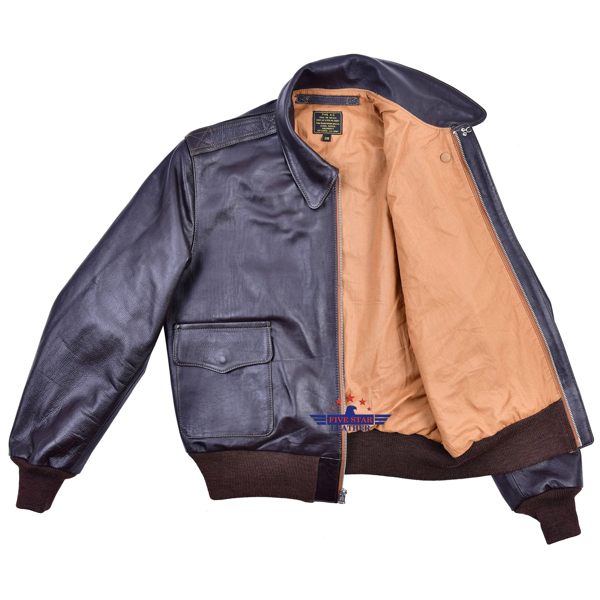 Repro A2 STAR SPORTSWEAR MFG.CO. Order No W535ac 28557 Horsehide Leather Flight Jacket