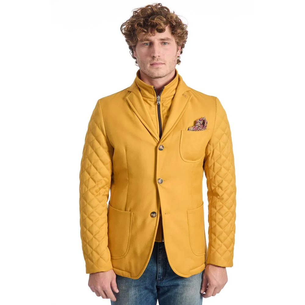 Roberto Pepe Luxury Yellow Wool Men Jacket