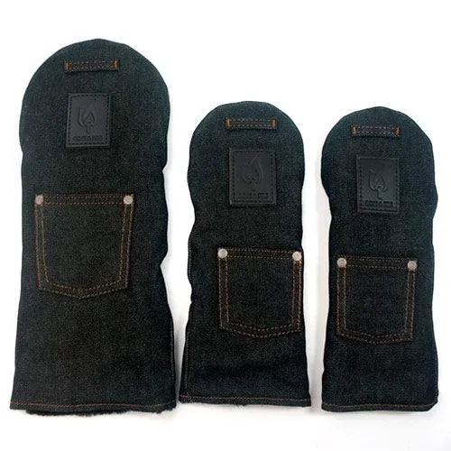 Rose & Fire Black Raw Denim Headcover Set Driver