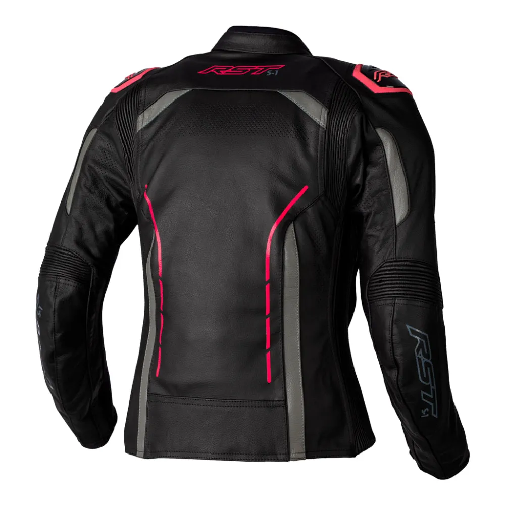 RST S1 CE Women's Leather Jacket Black / Neon Pink