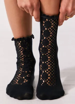 Rubies Crochet Socks in Black | Free People