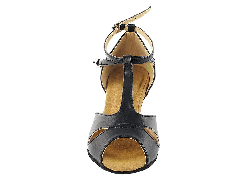 S2803 Black Leather Cuban Heel