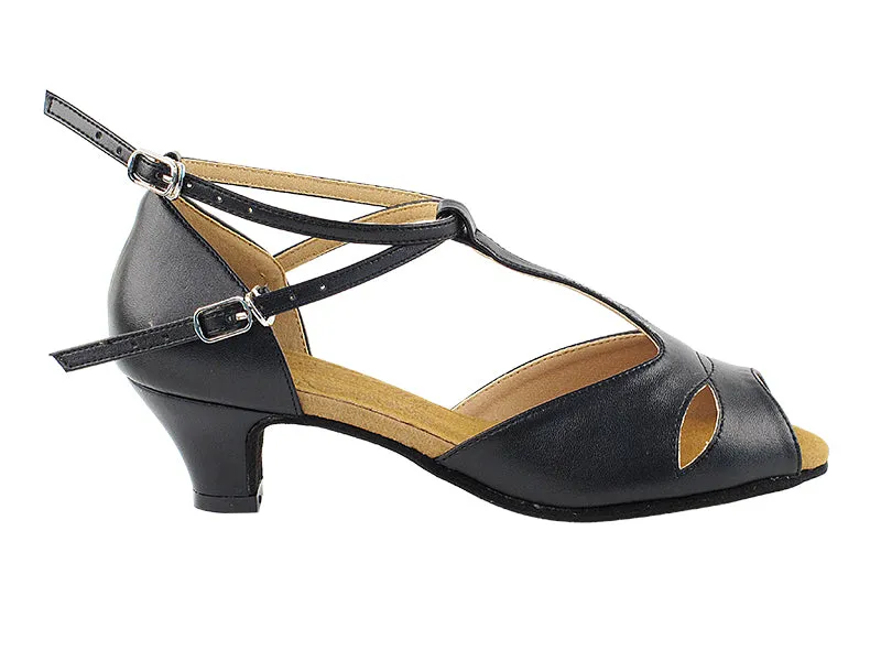 S2803 Black Leather Cuban Heel