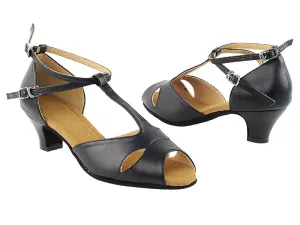 S2803 Black Leather Cuban Heel