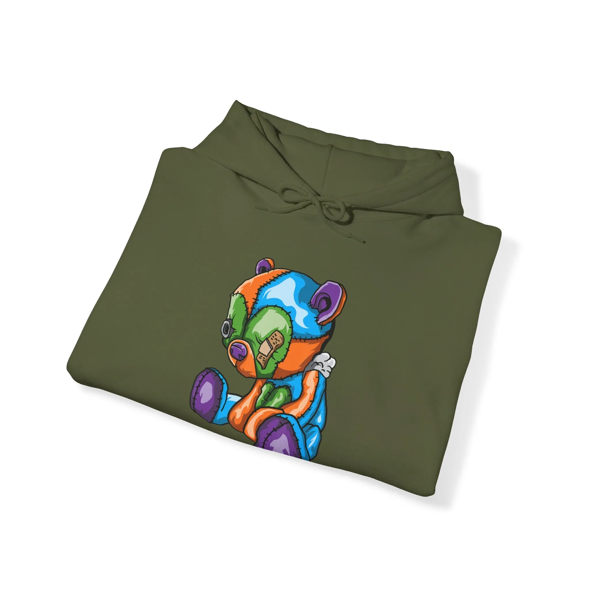 Sad Patched Teddy Bear Hoodie