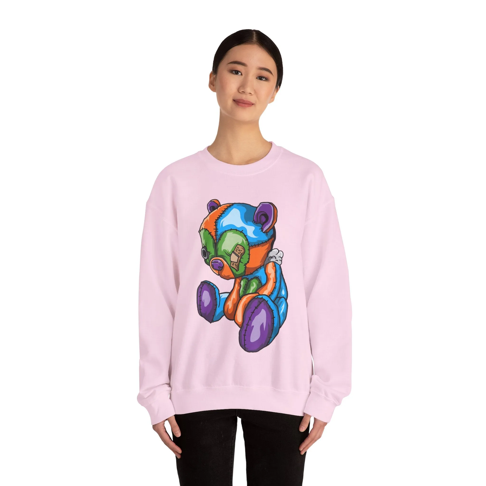 Sad Patched Teddy Bear Sweatshirt