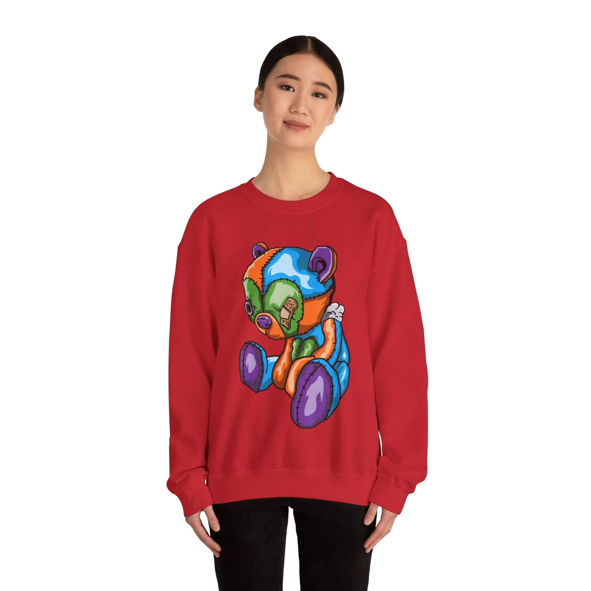 Sad Patched Teddy Bear Sweatshirt