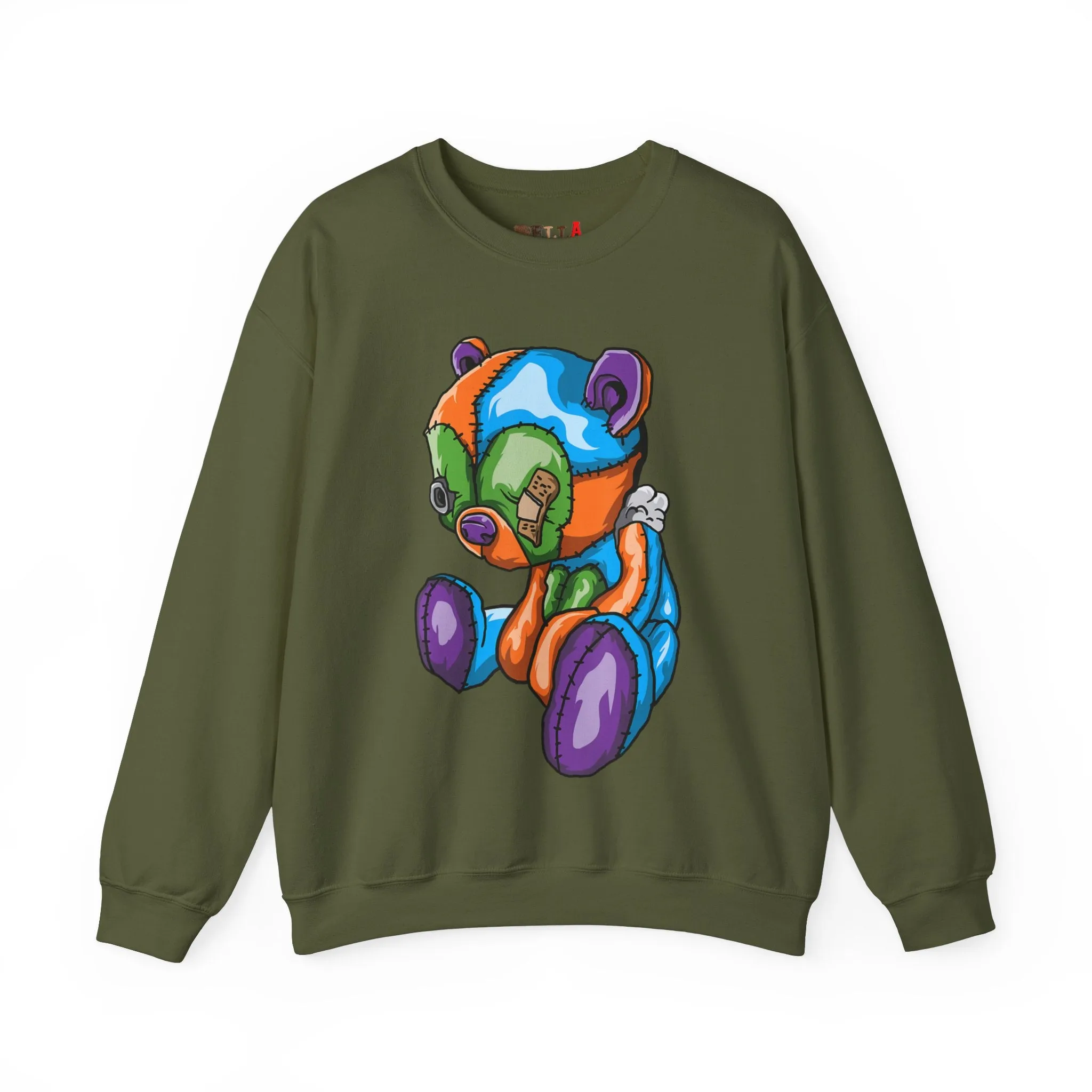 Sad Patched Teddy Bear Sweatshirt