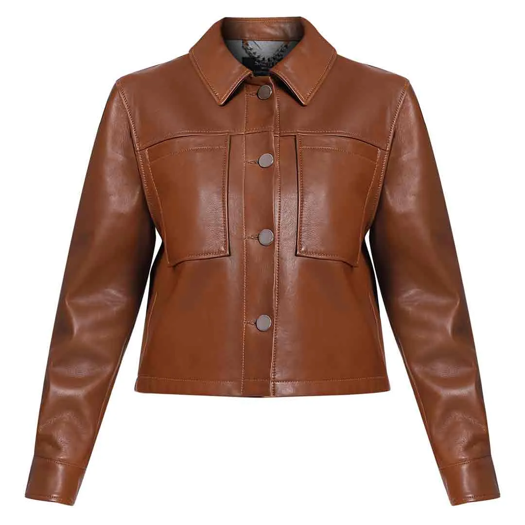 Saint Ray Cuoio Leather Women Collar Jackets