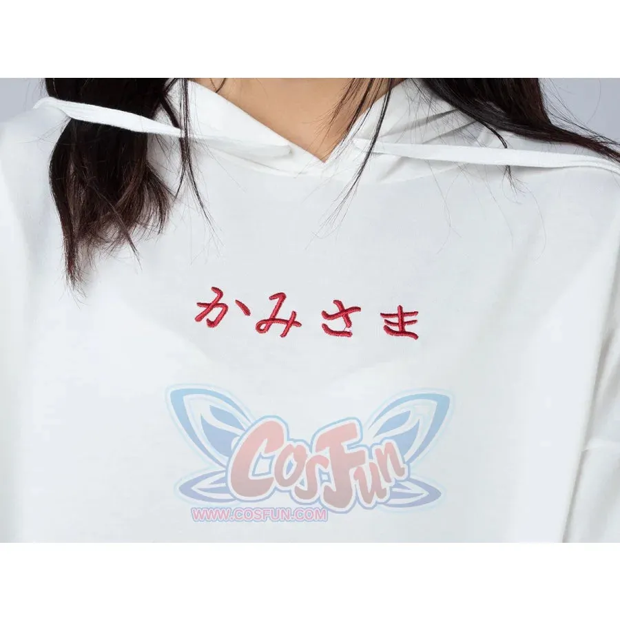 Sakura Fox Mask Print Drawstring Hoodie mp006002