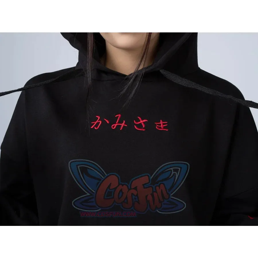 Sakura Fox Mask Print Drawstring Hoodie mp006002