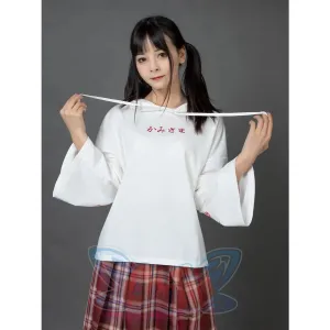 Sakura Fox Mask Print Drawstring Hoodie mp006002