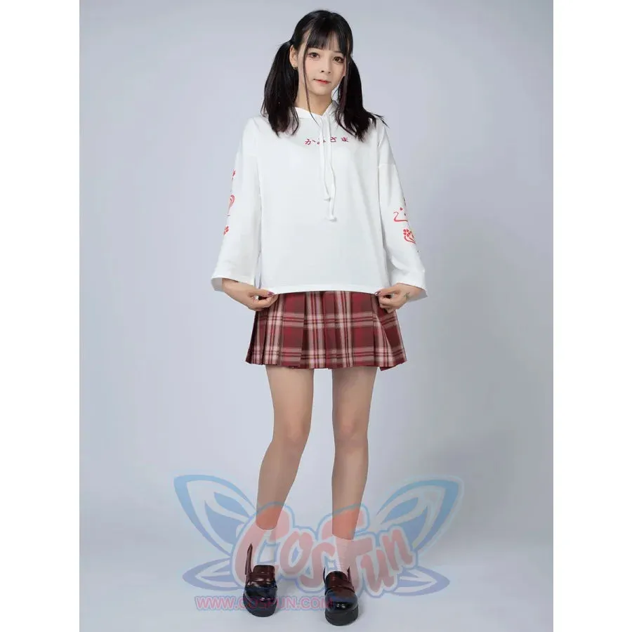 Sakura Fox Mask Print Drawstring Hoodie mp006002