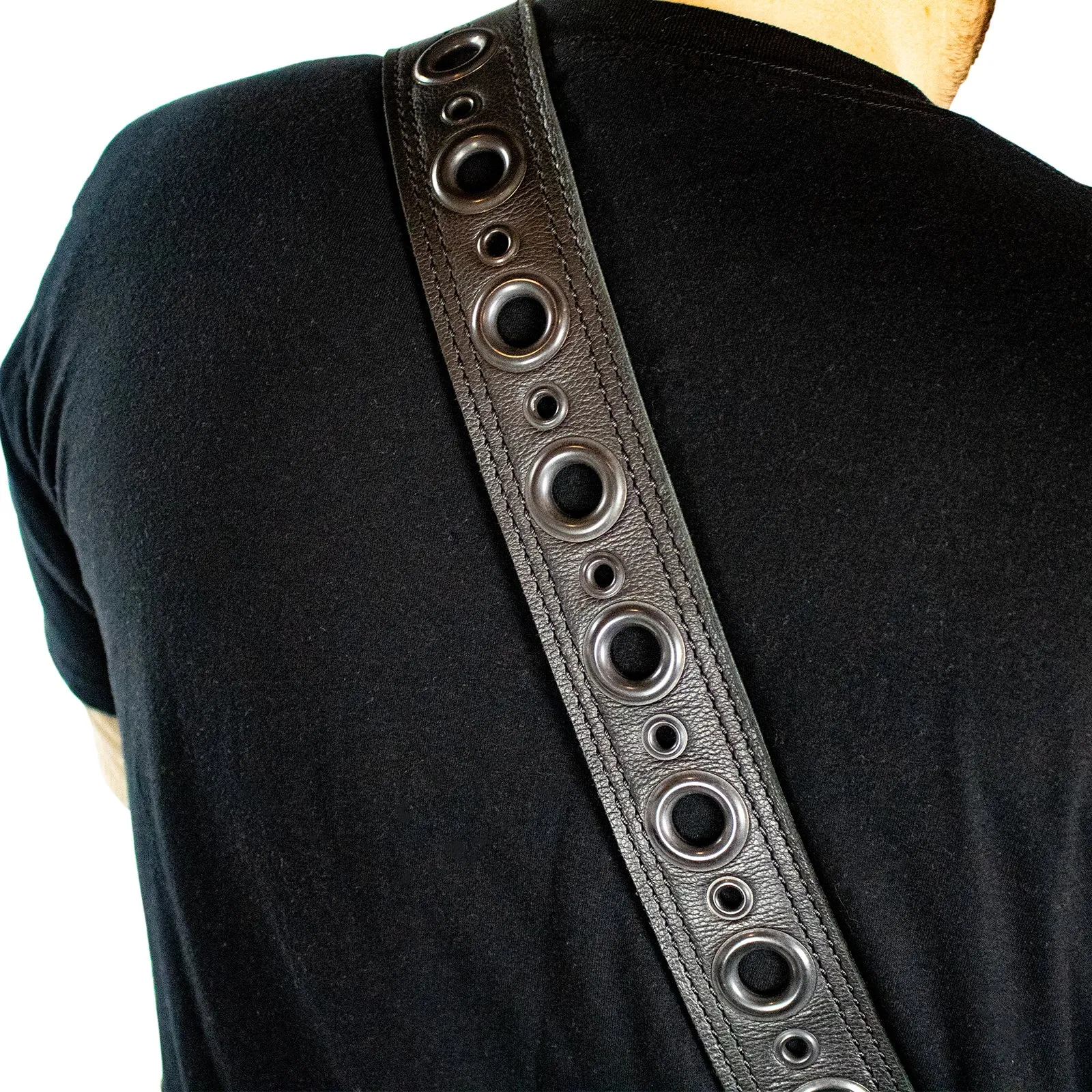 Sawtooth Midnight Armour 2” Wide Leather Guitar Strap Hand Crafted in the U.S.A.