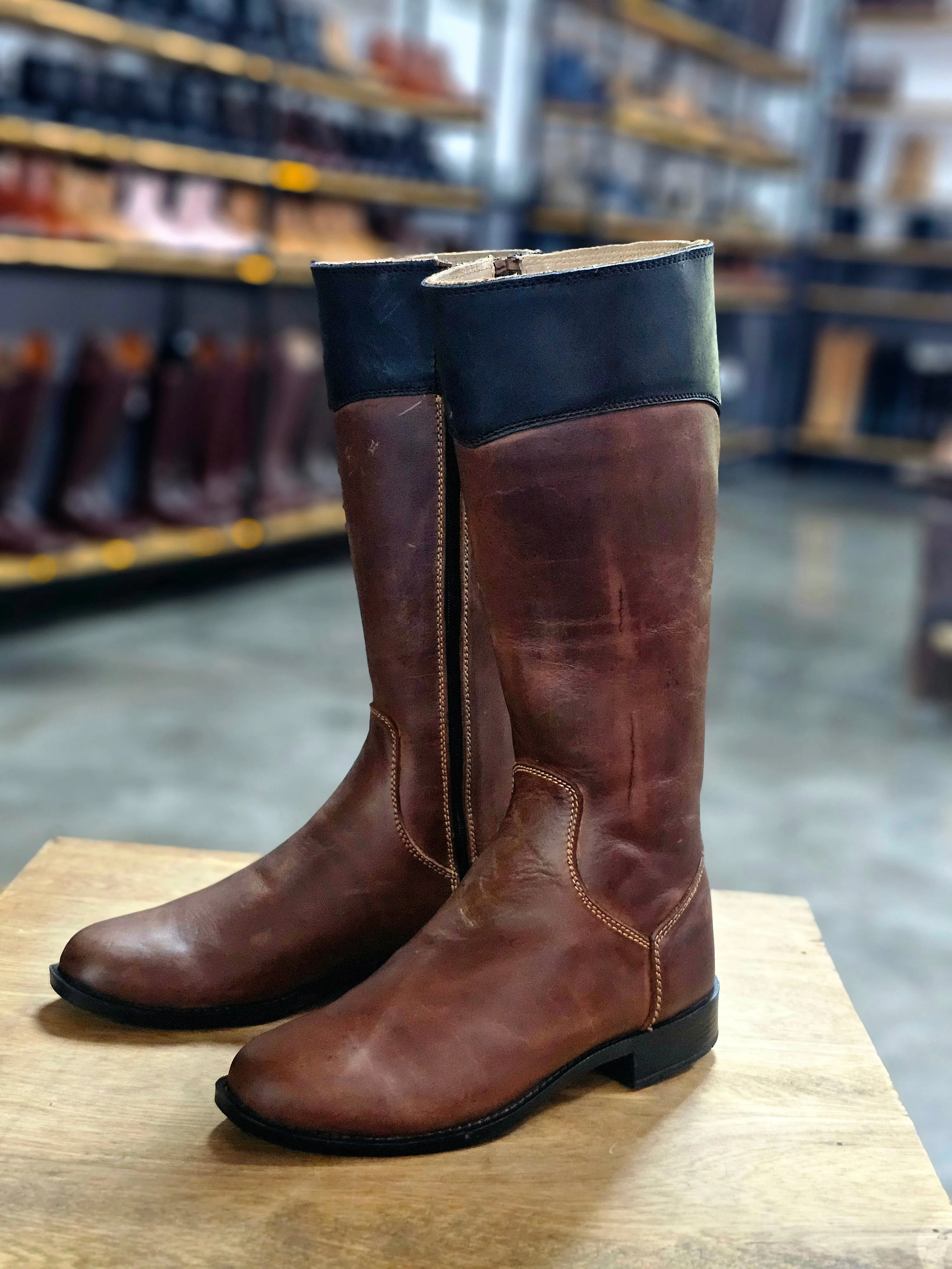 Selina Two-Tone Leather Boots
