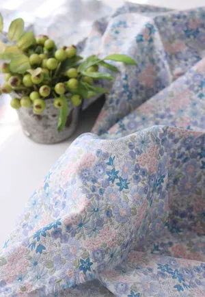 Semi-sheer Floral Cotton Fabric - Lightweight and Thin - 62" Wide - Blue or Purple - By the Yard 104438 12092-1