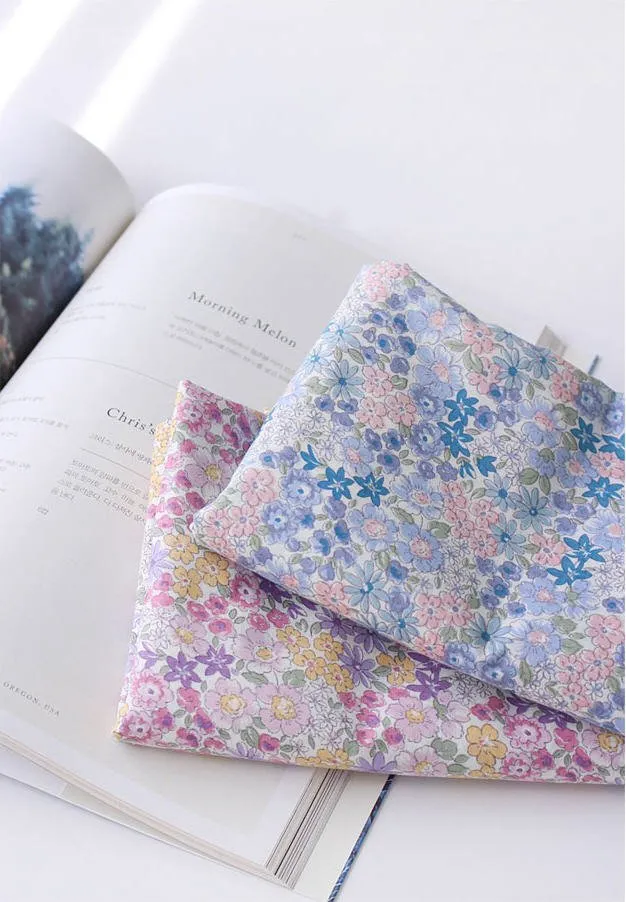 Semi-sheer Floral Cotton Fabric - Lightweight and Thin - 62" Wide - Blue or Purple - By the Yard 104438 12092-1