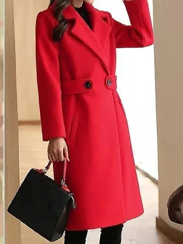 Slim-fit Sara winter wool coat belt