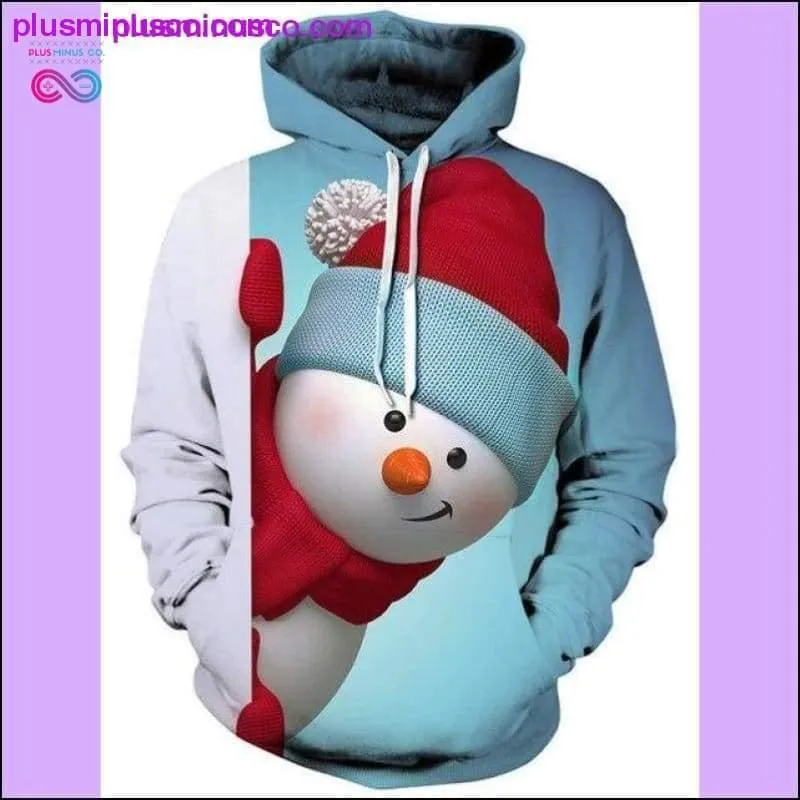 Snowman 3D Print Christmas Hoodies with Kangaroo Pocket