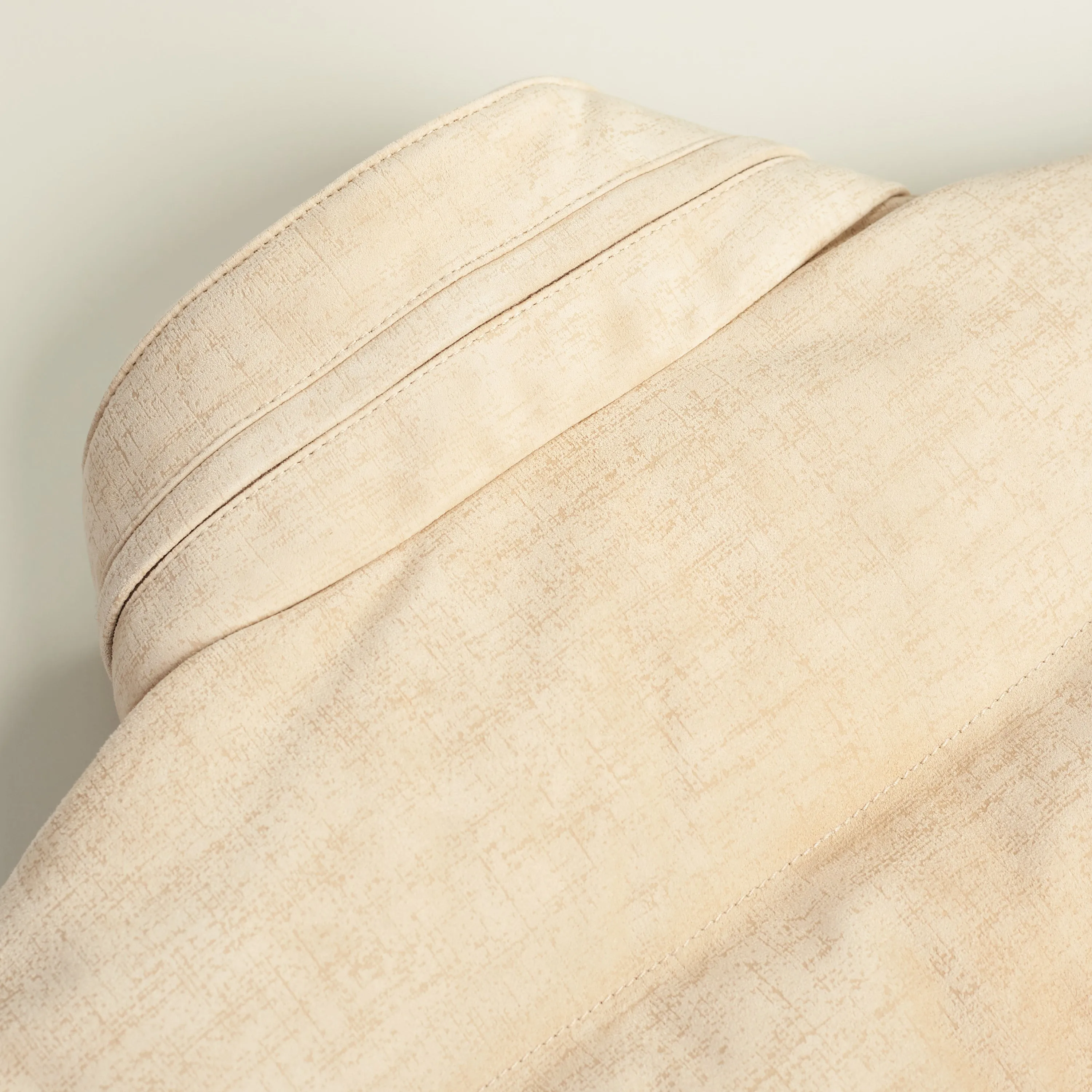 Soft Beige Padded & Quilted Leather Jacket