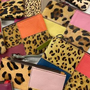Soruka Zahra Leather Zip Purse - Leopard Pink/Red Mix (assorted)