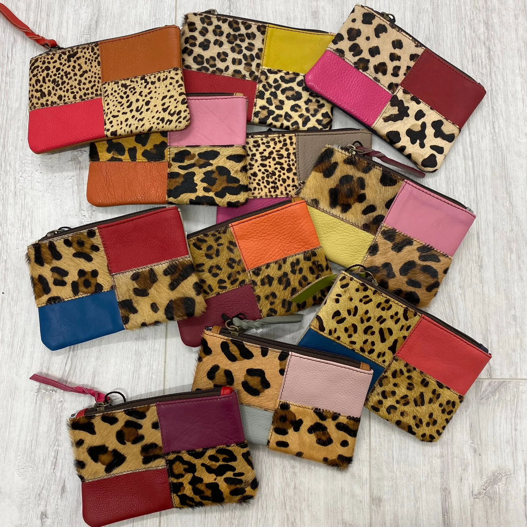 Soruka Zahra Leather Zip Purse - Leopard Pink/Red Mix (assorted)