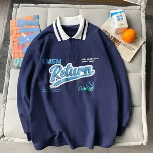 Street Chic: 2023 New Autumn Oversized Hoodie - Women's Polo Collar Letter Print