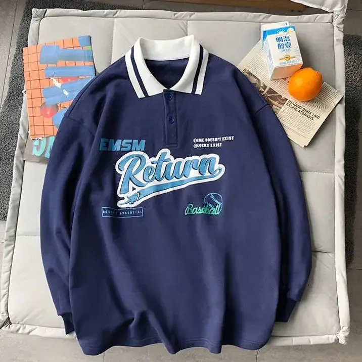 Street Chic: 2023 New Autumn Oversized Hoodie - Women's Polo Collar Letter Print