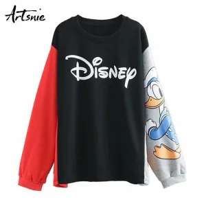 streetwear cartoon print women sweatshirt