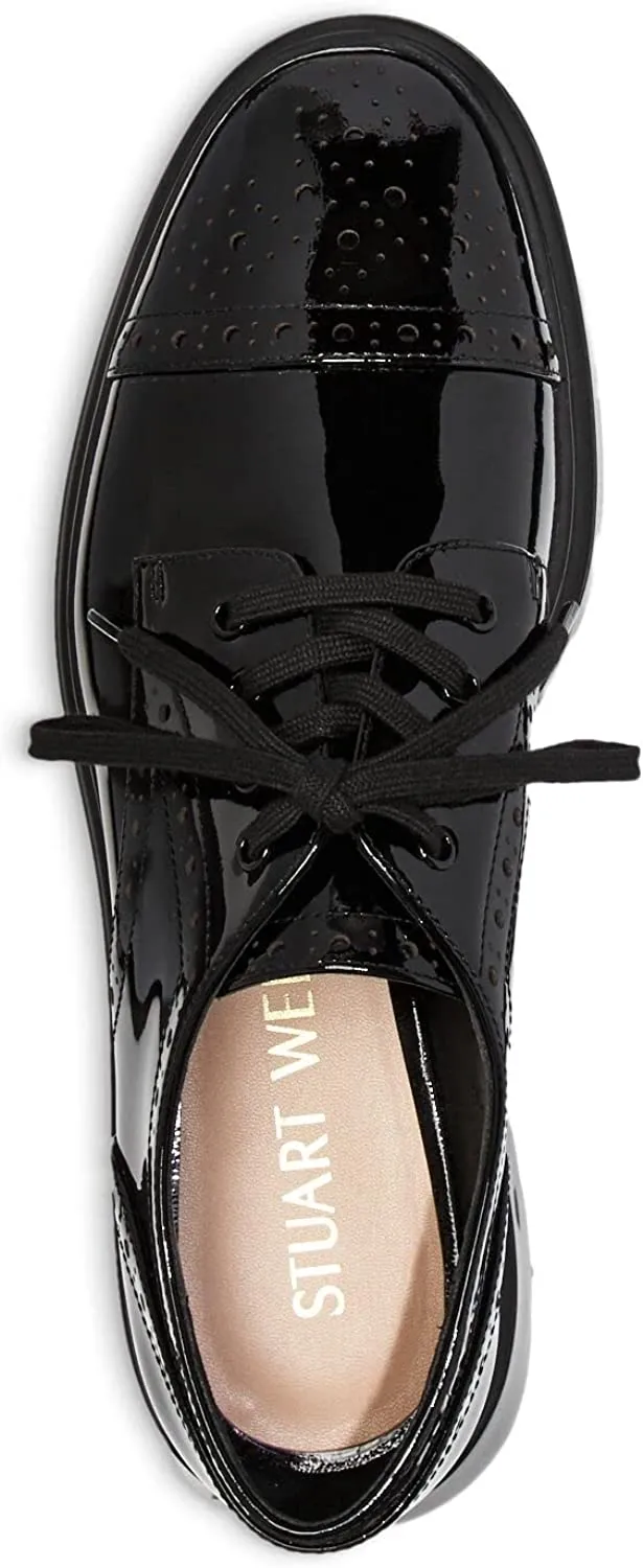 Stuart Weitzman Womens Darra Patent Leather Oxfords Black 9.5 Medium (B,M)