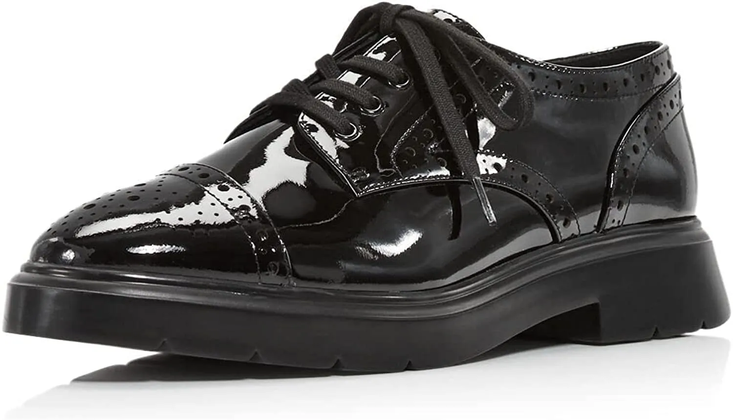 Stuart Weitzman Womens Darra Patent Leather Oxfords Black 9.5 Medium (B,M)
