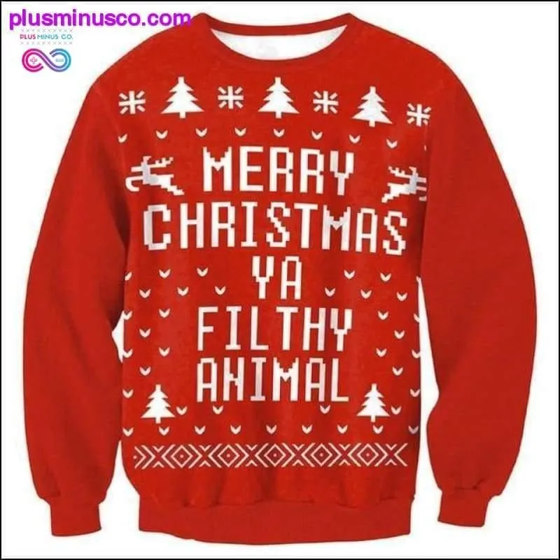 Stylish Unisex Santa Xmas Christmas Novelty Ugly RED Retro