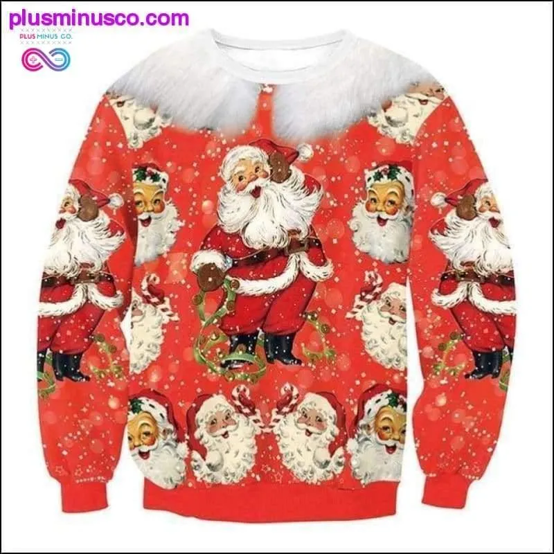Stylish Unisex Santa Xmas Christmas Novelty Ugly RED Retro
