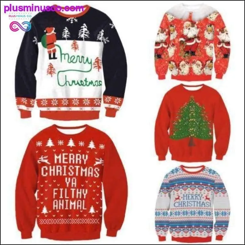 Stylish Unisex Santa Xmas Christmas Novelty Ugly RED Retro