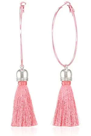 Suzywan DELUXE Fuchsia Tassel Hoop Earrings