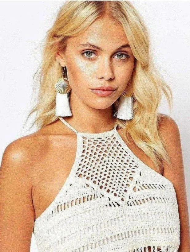 Suzywan DELUXE Sea Shells Tassel Mermaid Earrings