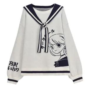 Sweet Anime Cartoon Sailor Neck Sweater J40179