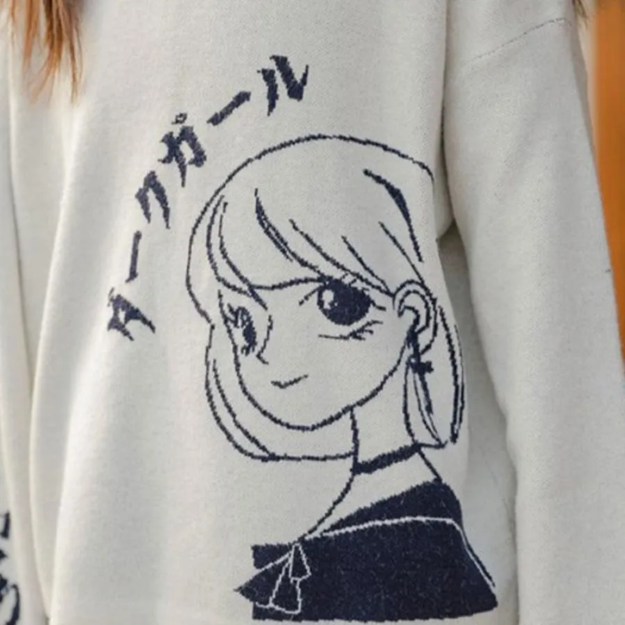 Sweet Anime Cartoon Sailor Neck Sweater J40179