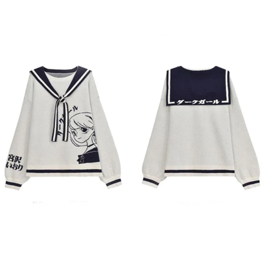 Sweet Anime Cartoon Sailor Neck Sweater J40179