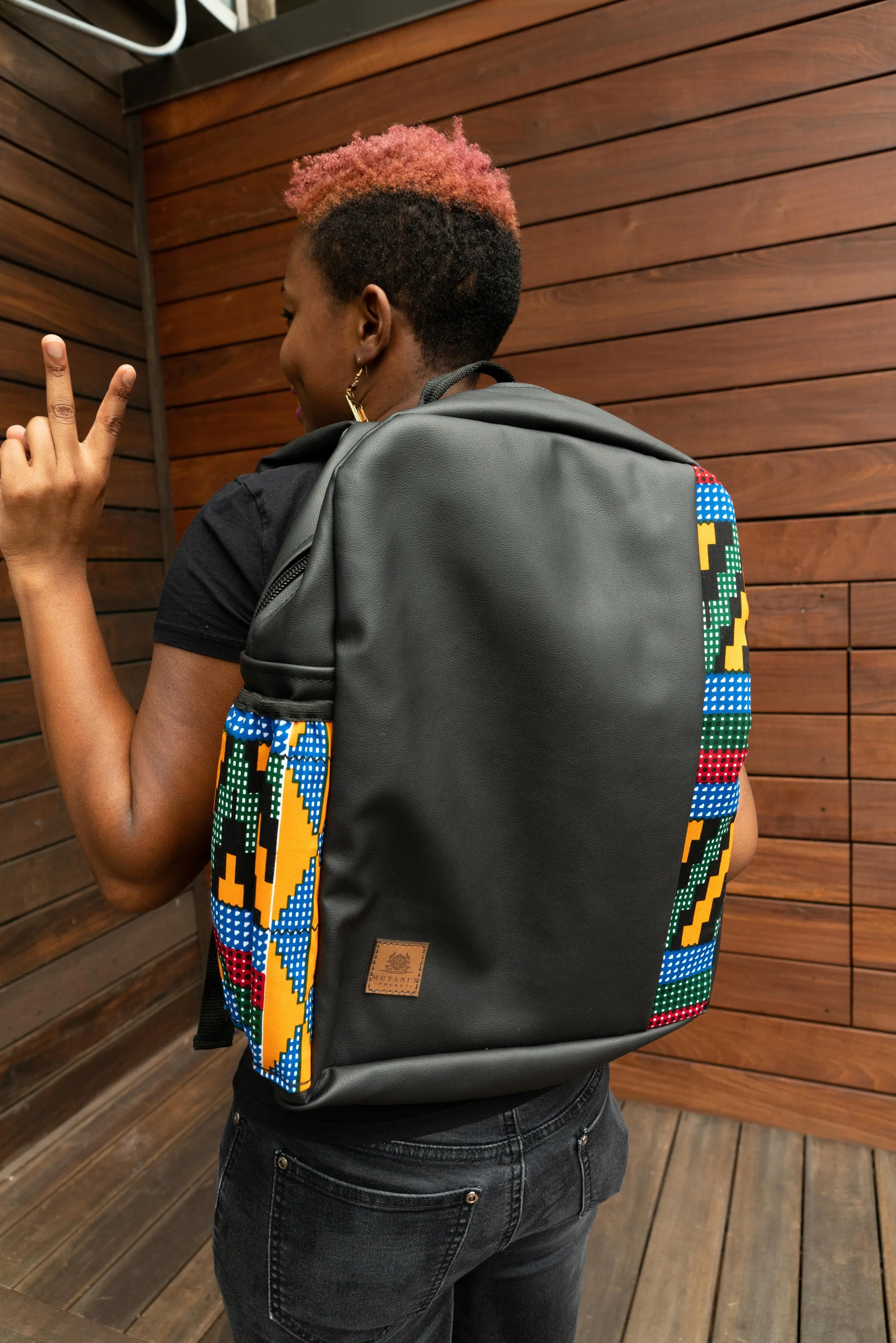 Taoo Backpack: Blue/Yellow Kente