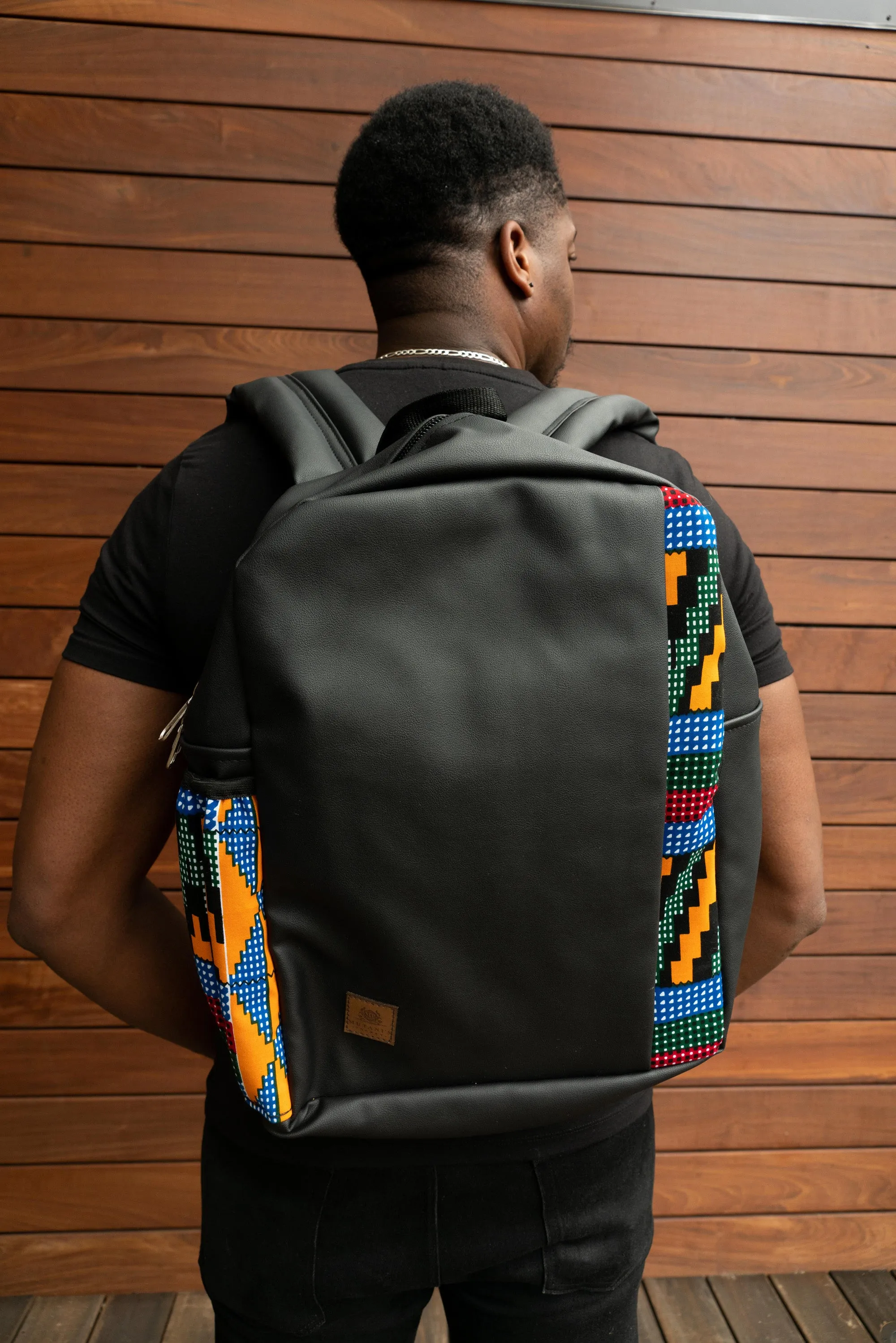 Taoo Backpack: Blue/Yellow Kente