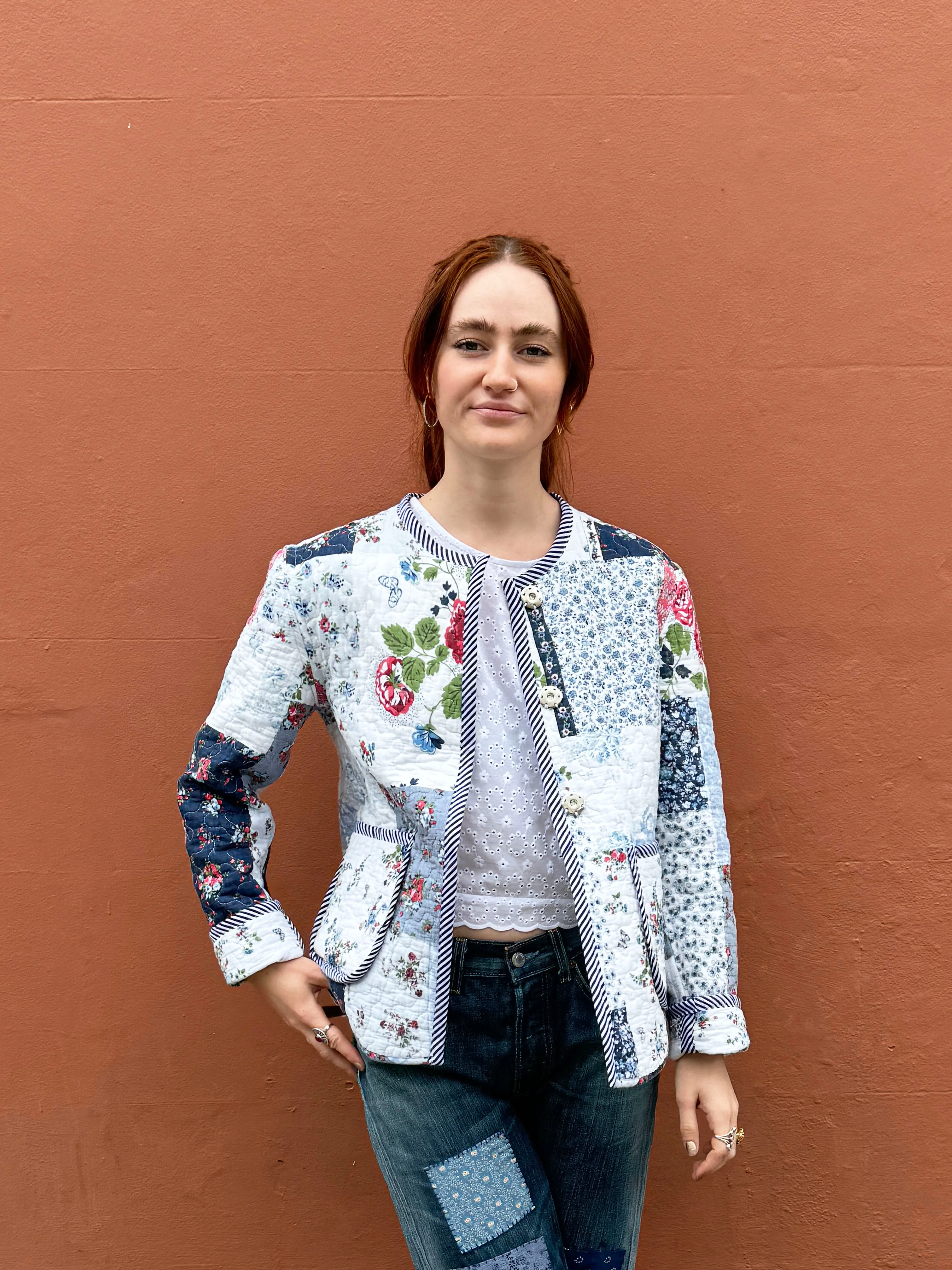 The Chloe Jacket - Navy Patchwork