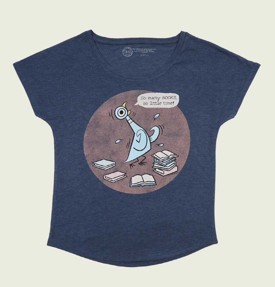 THE PIGEON: SO MANY BOOKS Women's Relaxed Fit Dolman