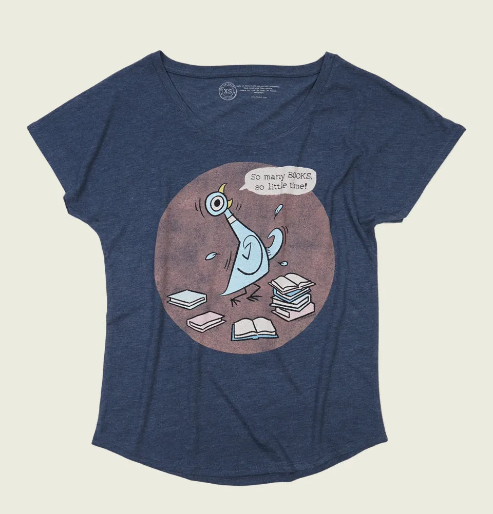 THE PIGEON: SO MANY BOOKS Women's Relaxed Fit Dolman